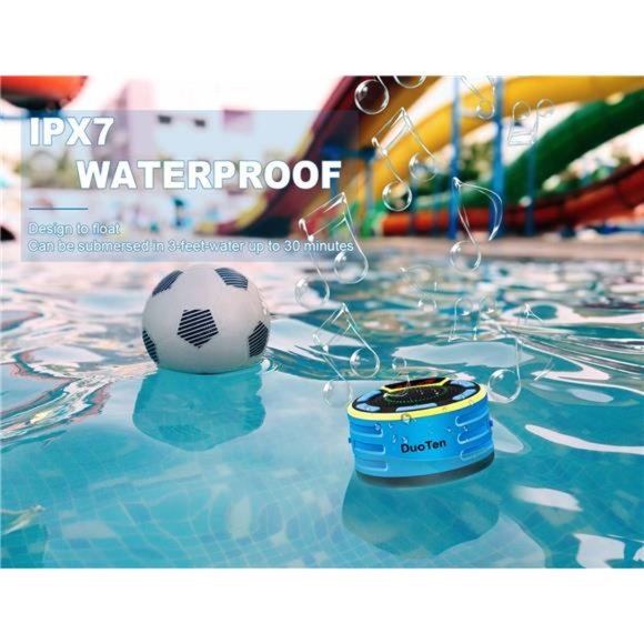 Bluetooth Shower Speaker,IPX7 Waterproof Wireless Portable Speaker with LEDLight - Picture 2 of 6